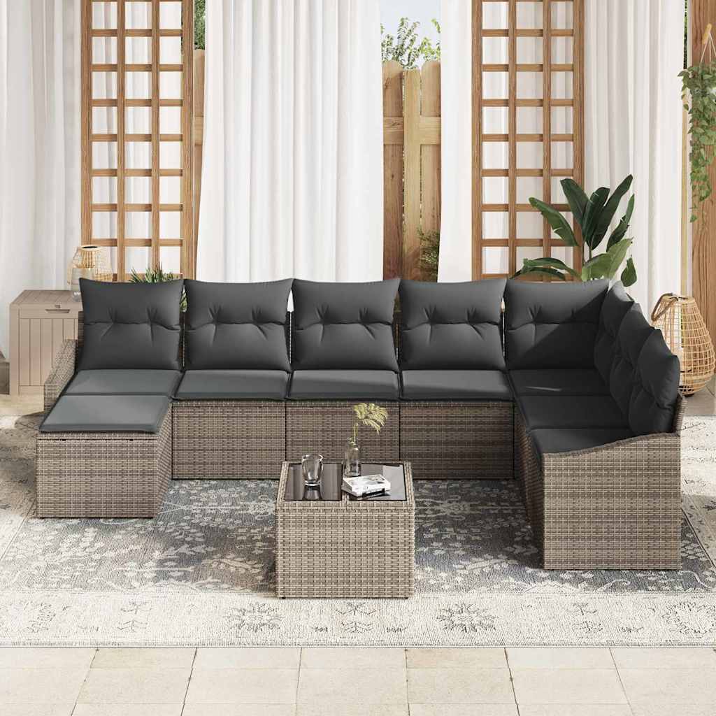 Tuin Sofa Set met kussen 8 pcs Lichtgrijs poly rattan is nu te koop bij PeponiXL, paradijselijk wonen!