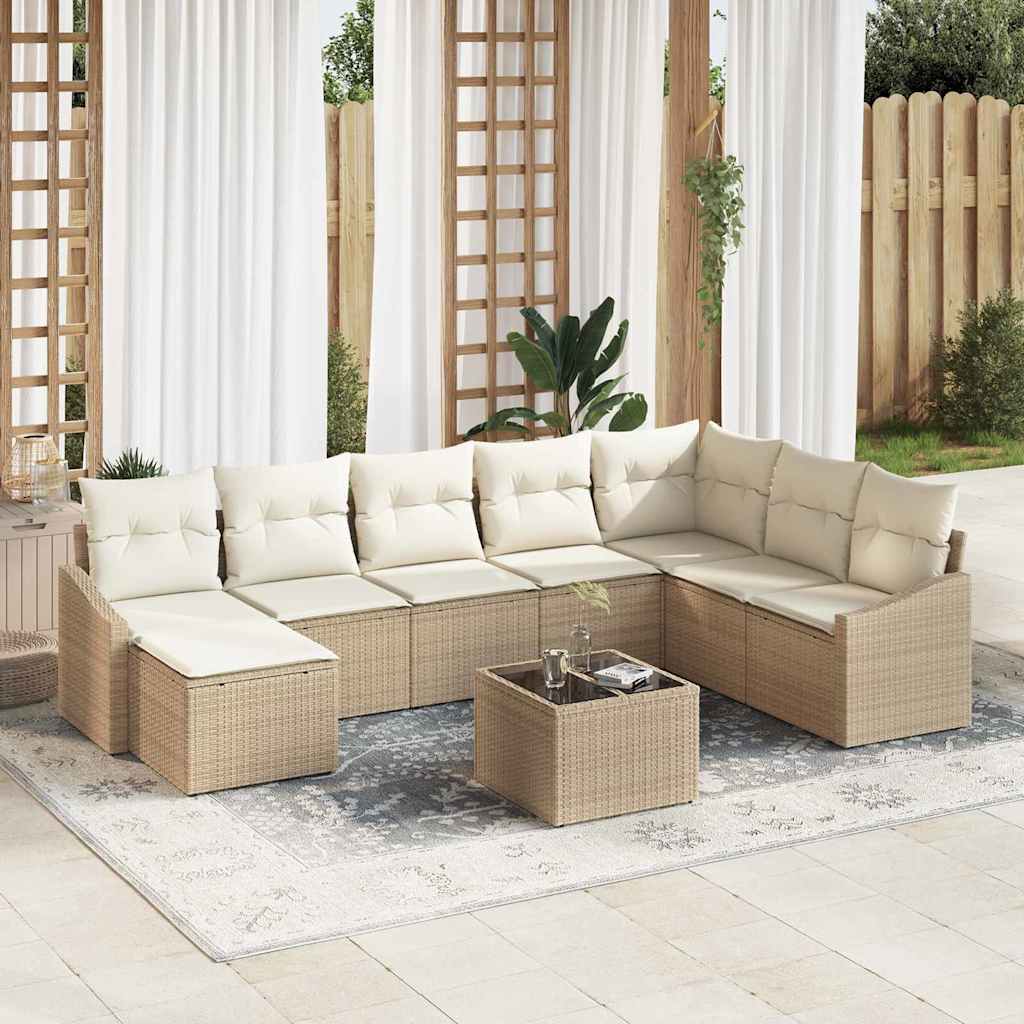 Tuin Sofa Set met kussen 8 pcs Beige en Crème poly rattan is nu te koop bij PeponiXL, paradijselijk wonen!