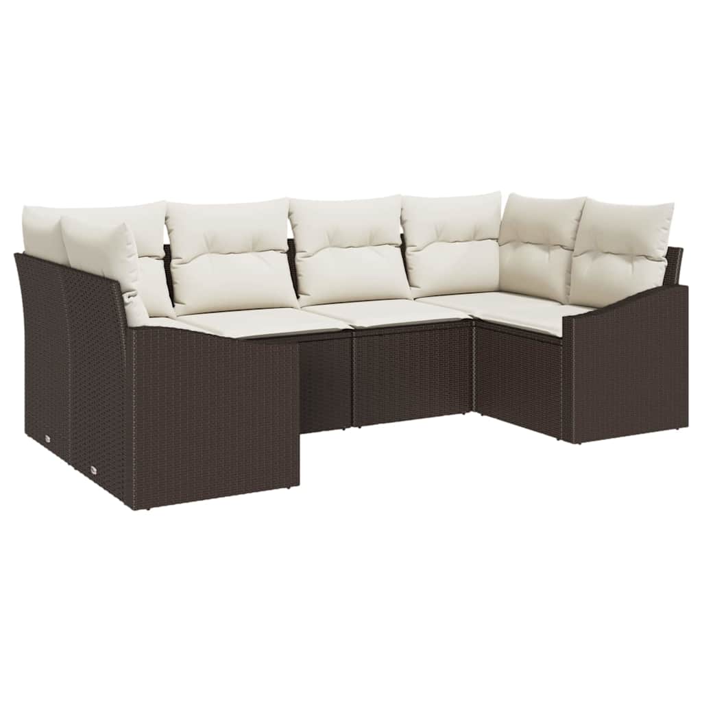 Tuinbankenset met opslag 6 pcs Bruin en Crème poly rattan is nu te koop bij PeponiXL, paradijselijk wonen!