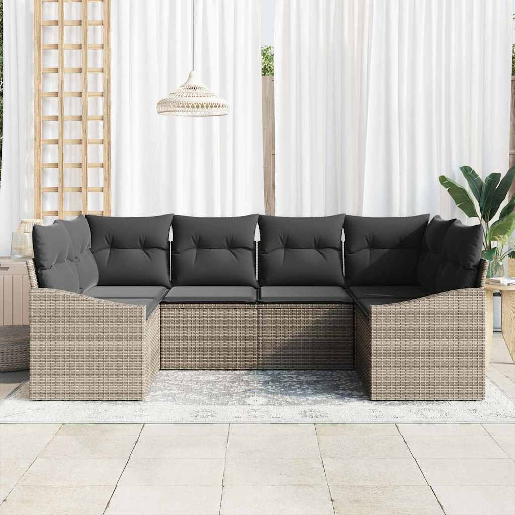 Tuinbankenset met opslag 6 pcs Grijs poly rattan is nu te koop bij PeponiXL, paradijselijk wonen!
