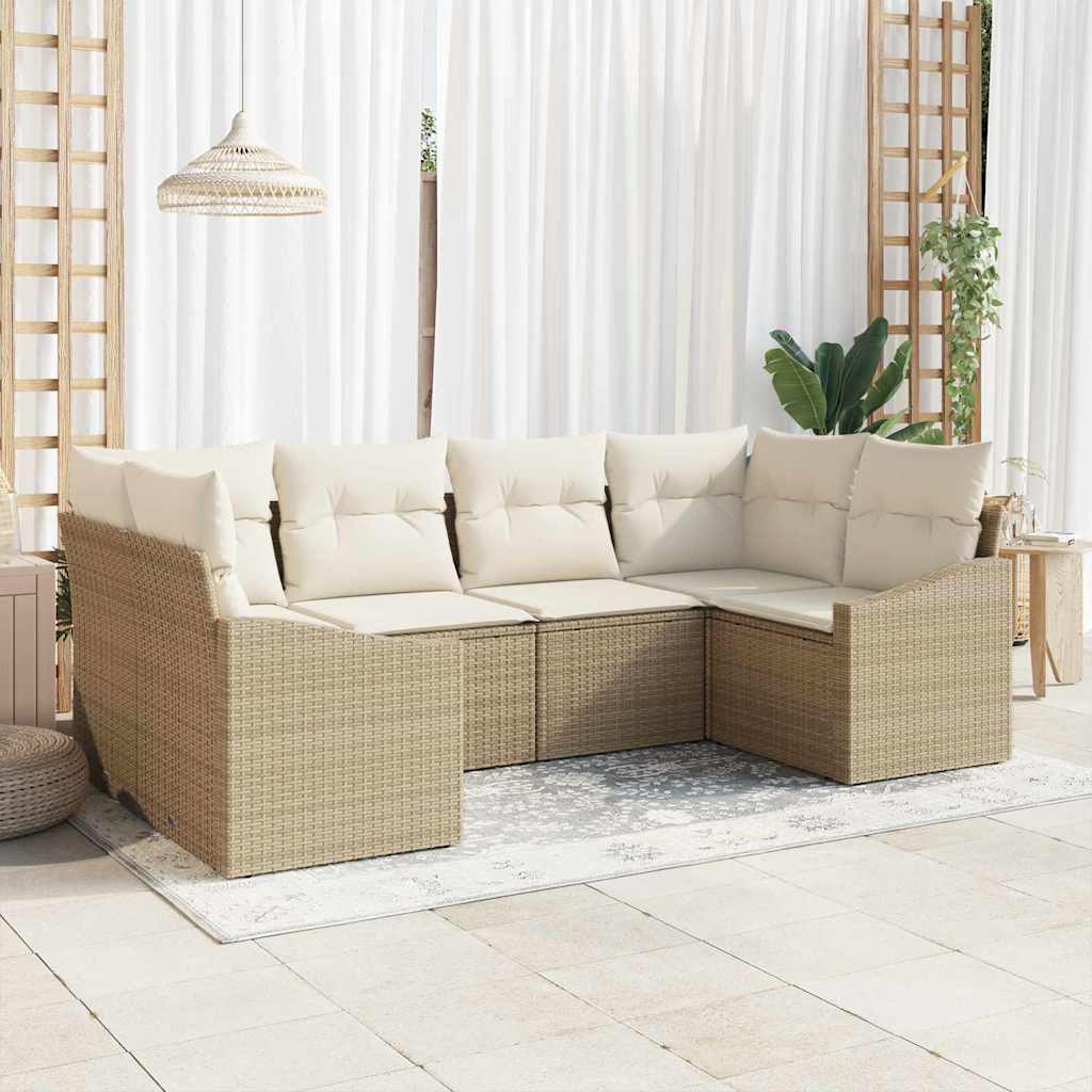 Tuinbankenset met opslag 6 pcs Beige en Crème poly rattan is nu te koop bij PeponiXL, paradijselijk wonen!