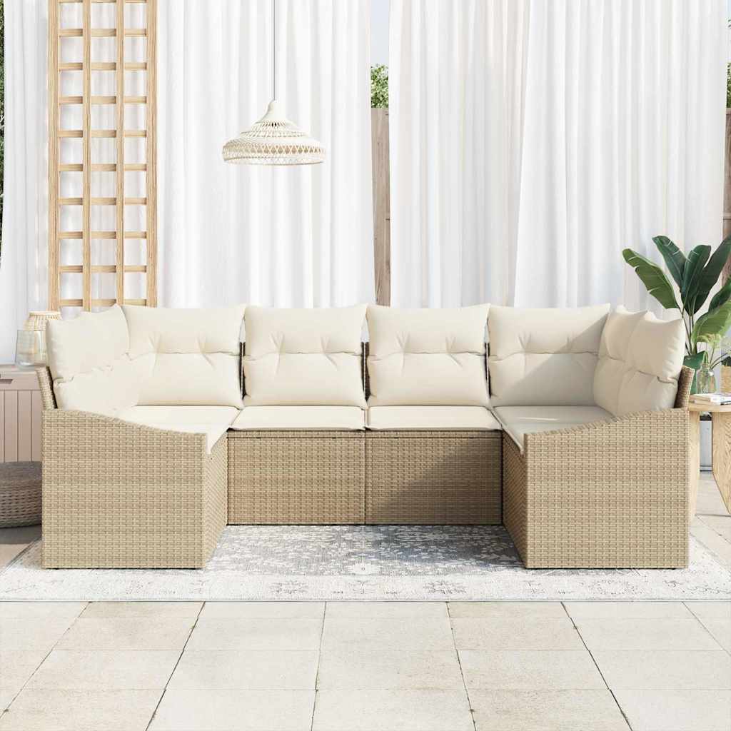 Tuinbankenset met opslag 6 pcs Beige en Crème poly rattan is nu te koop bij PeponiXL, paradijselijk wonen!