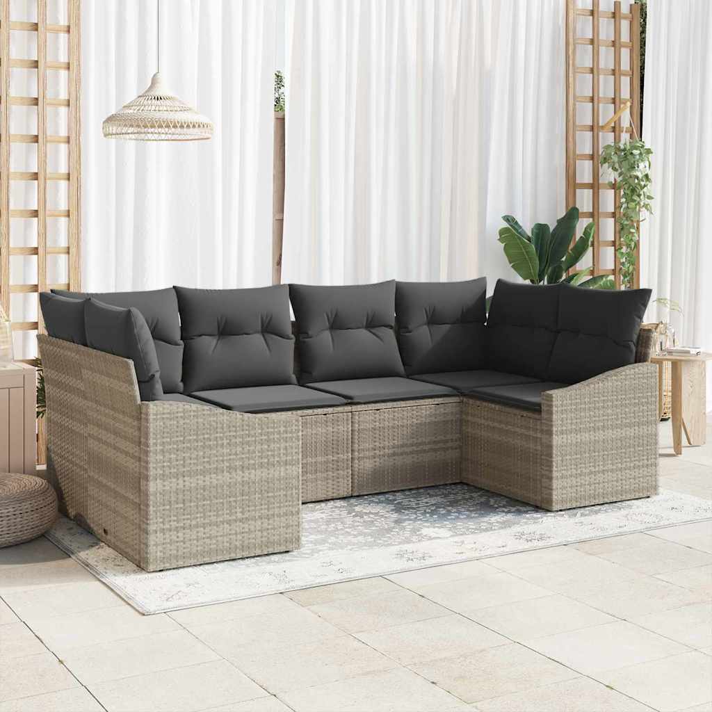 Tuinbankenset met opslag 6 pcs Lichtgrijs poly rattan is nu te koop bij PeponiXL, paradijselijk wonen!