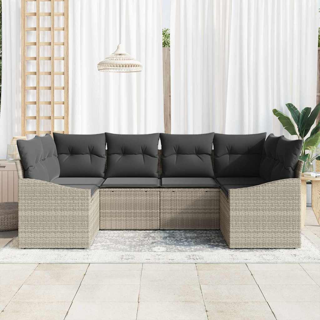 Tuinbankenset met opslag 6 pcs Lichtgrijs poly rattan is nu te koop bij PeponiXL, paradijselijk wonen!