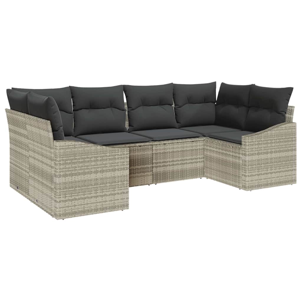 Tuinbankenset met opslag 6 pcs Lichtgrijs poly rattan is nu te koop bij PeponiXL, paradijselijk wonen!