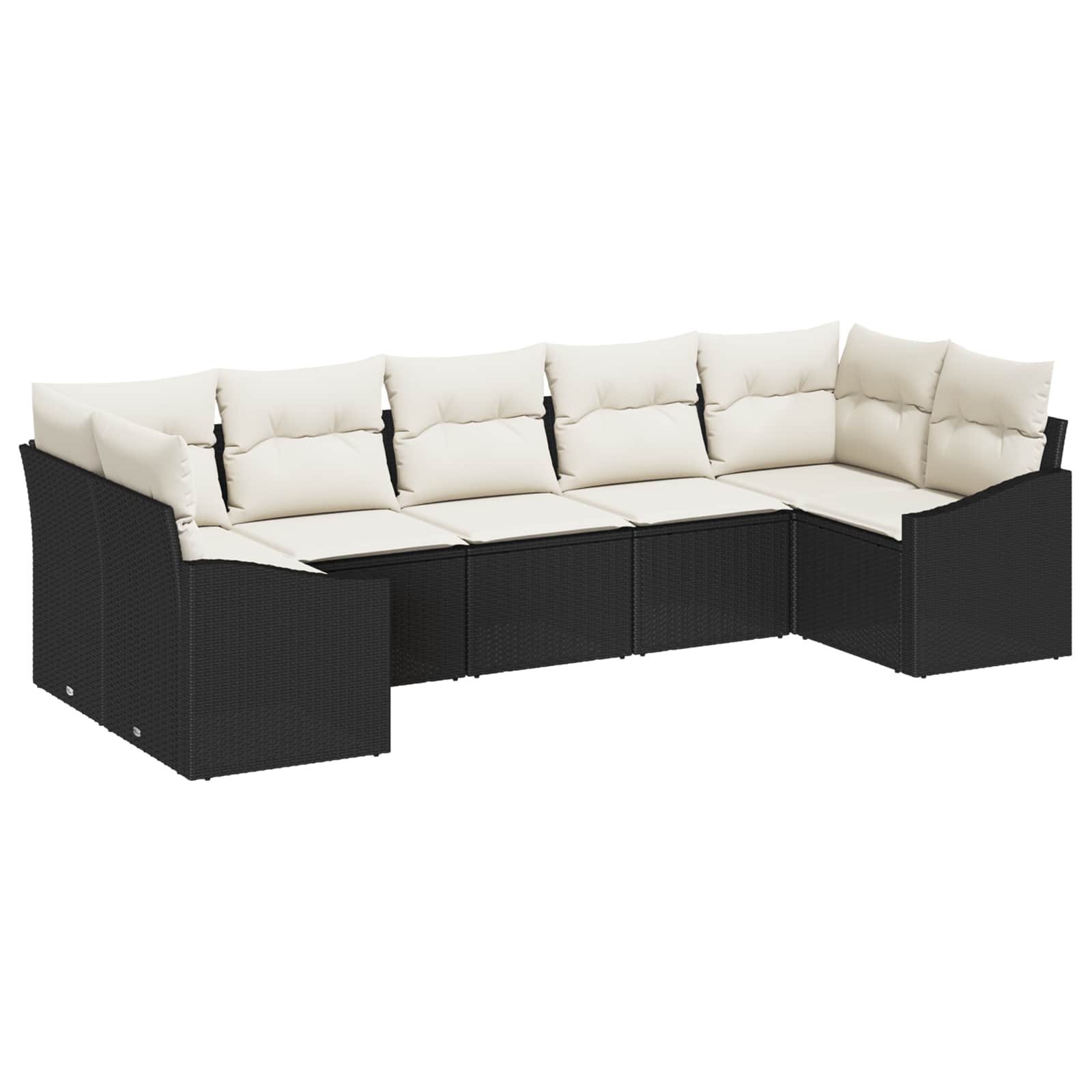 Tuinbankenset met opslag 7 pcs Zwart en Crème poly rattan is nu te koop bij PeponiXL, paradijselijk wonen!