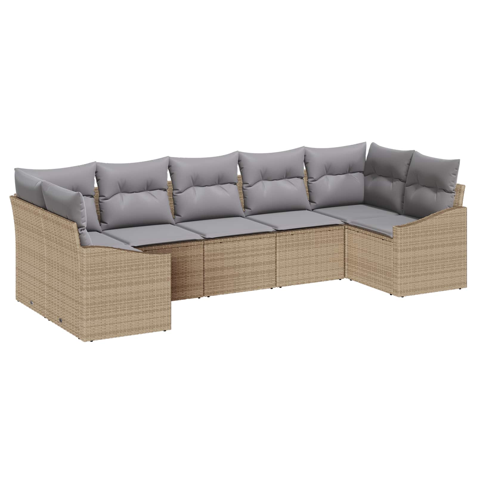 Tuinbankenset met opslag 7 pcs Beige en Licht Grijs poly rattan is nu te koop bij PeponiXL, paradijselijk wonen!