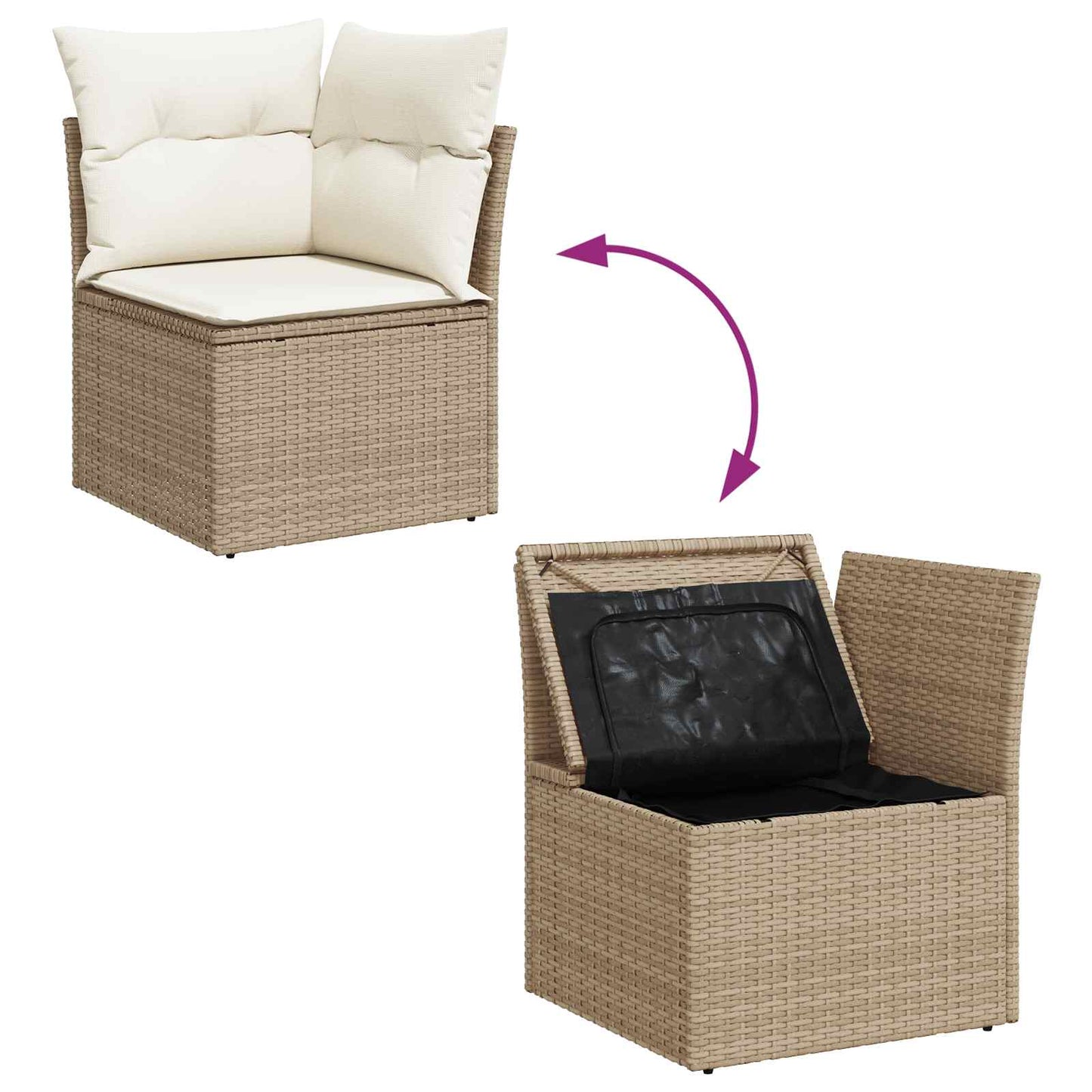 Tuinbankenset met opslag 7 pcs Beige en Crème poly rattan is nu te koop bij PeponiXL, paradijselijk wonen!