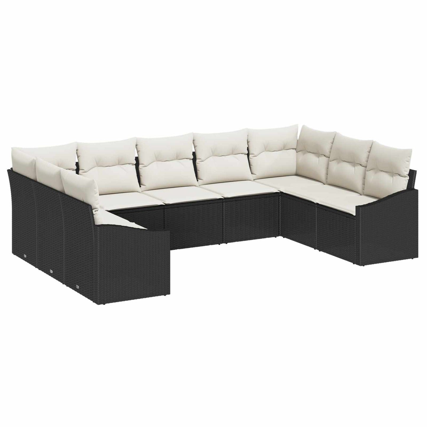 Tuinbankenset met opslag 9 pcs Zwart en Crème poly rattan is nu te koop bij PeponiXL, paradijselijk wonen!