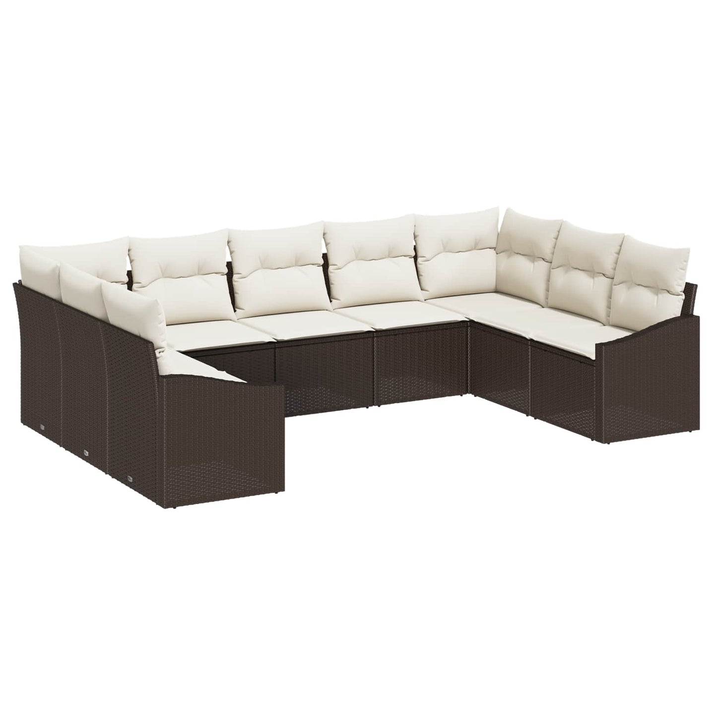Tuinbankenset met opslag 9 pcs Bruin en Crème poly rattan is nu te koop bij PeponiXL, paradijselijk wonen!