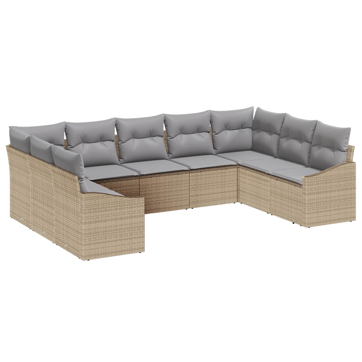 Tuinbankenset met opslag 9 pcs Beige en Licht Grijs poly rattan is nu te koop bij PeponiXL, paradijselijk wonen!