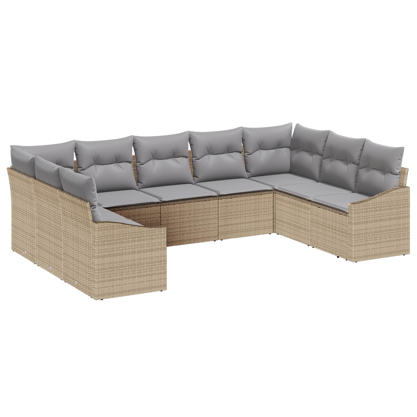 Tuinbankenset met opslag 9 pcs Beige en Licht Grijs poly rattan is nu te koop bij PeponiXL, paradijselijk wonen!