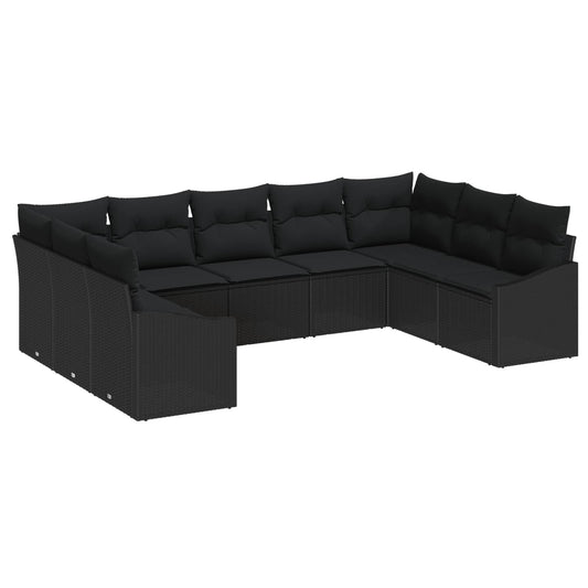 Tuinbankenset met opslag 9 pcs Zwart poly rattan is nu te koop bij PeponiXL, paradijselijk wonen!