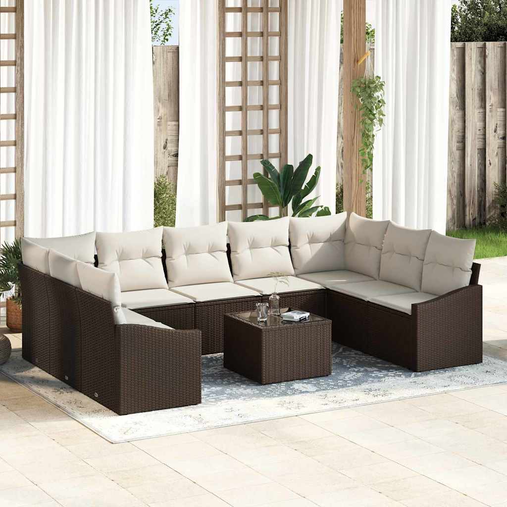 Tuinbankenset met opslag Bruin en Crème poly rattan is nu te koop bij PeponiXL, paradijselijk wonen!