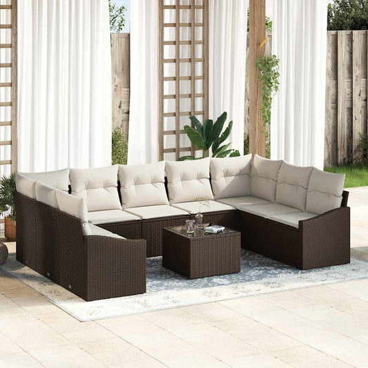 Tuinbankenset met opslag Bruin en Crème poly rattan is nu te koop bij PeponiXL, paradijselijk wonen!