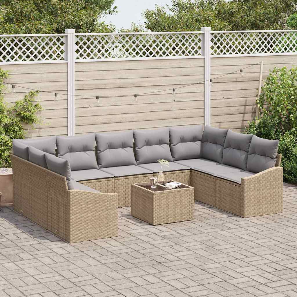 Tuinbankenset met opslag Beige en Licht Grijs poly rattan is nu te koop bij PeponiXL, paradijselijk wonen!