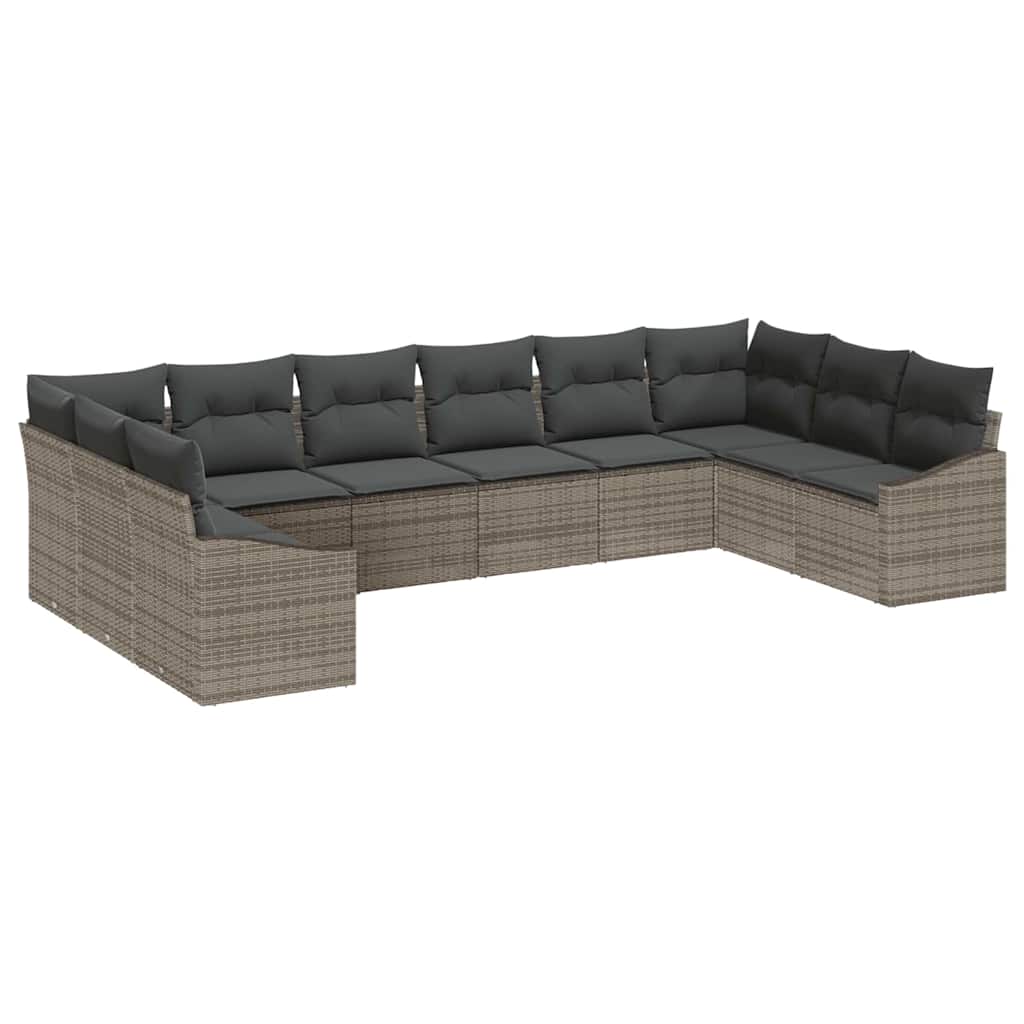 Tuinbankenset met opslag 10 pcs Grijs poly rattan is nu te koop bij PeponiXL, paradijselijk wonen!