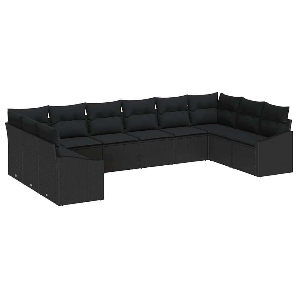 Tuinbankenset met opslag 10 pcs Zwart poly rattan is nu te koop bij PeponiXL, paradijselijk wonen!