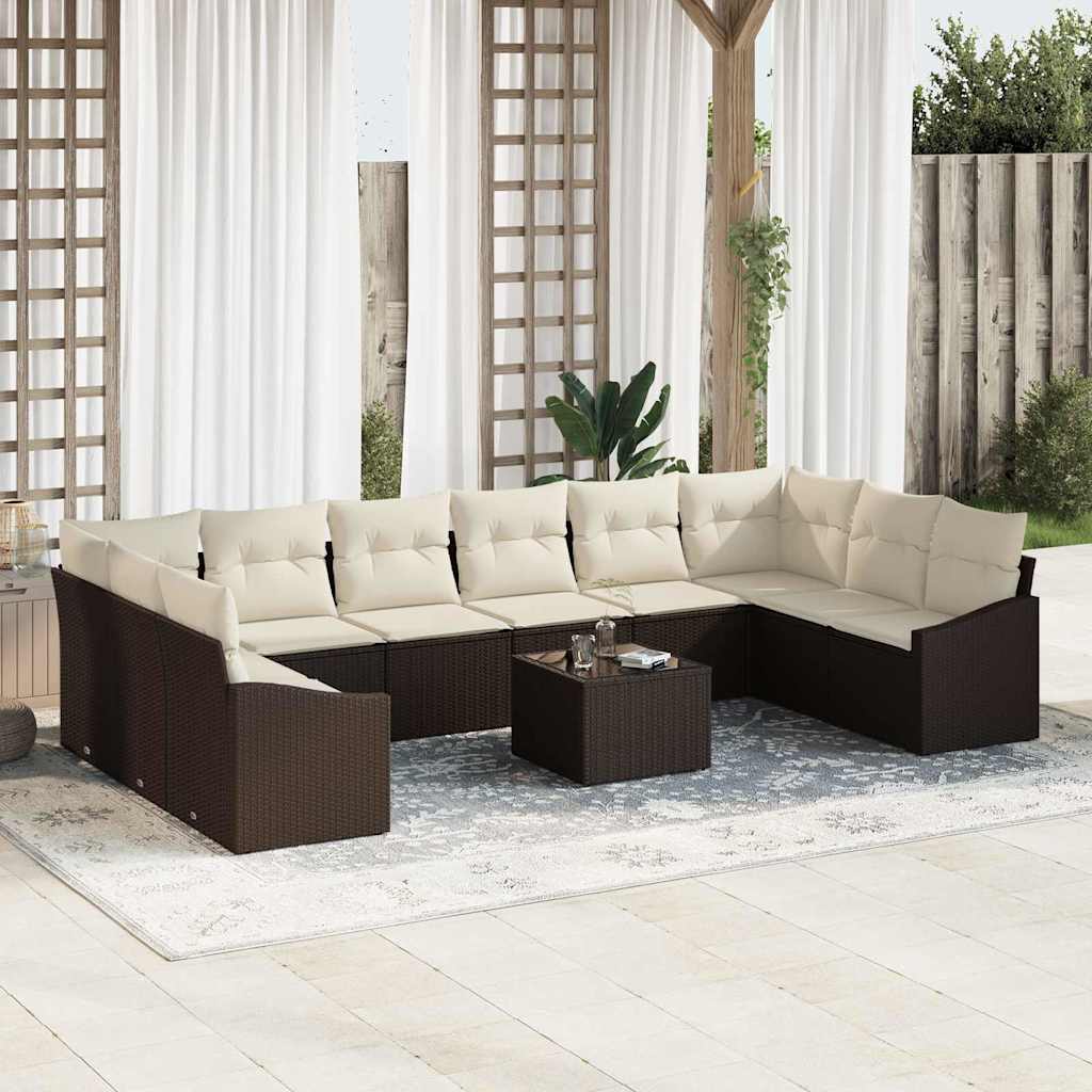Tuinbankenset met opslag Bruin en Crème poly rattan is nu te koop bij PeponiXL, paradijselijk wonen!