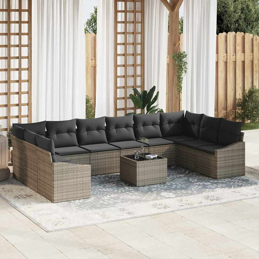Tuinbankenset met opslag Lichtgrijs poly rattan is nu te koop bij PeponiXL, paradijselijk wonen!