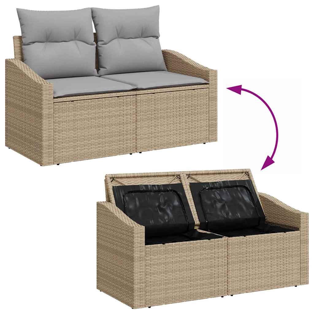 Tuinbankenset met opslag Beige en Licht Grijs poly rattan is nu te koop bij PeponiXL, paradijselijk wonen!
