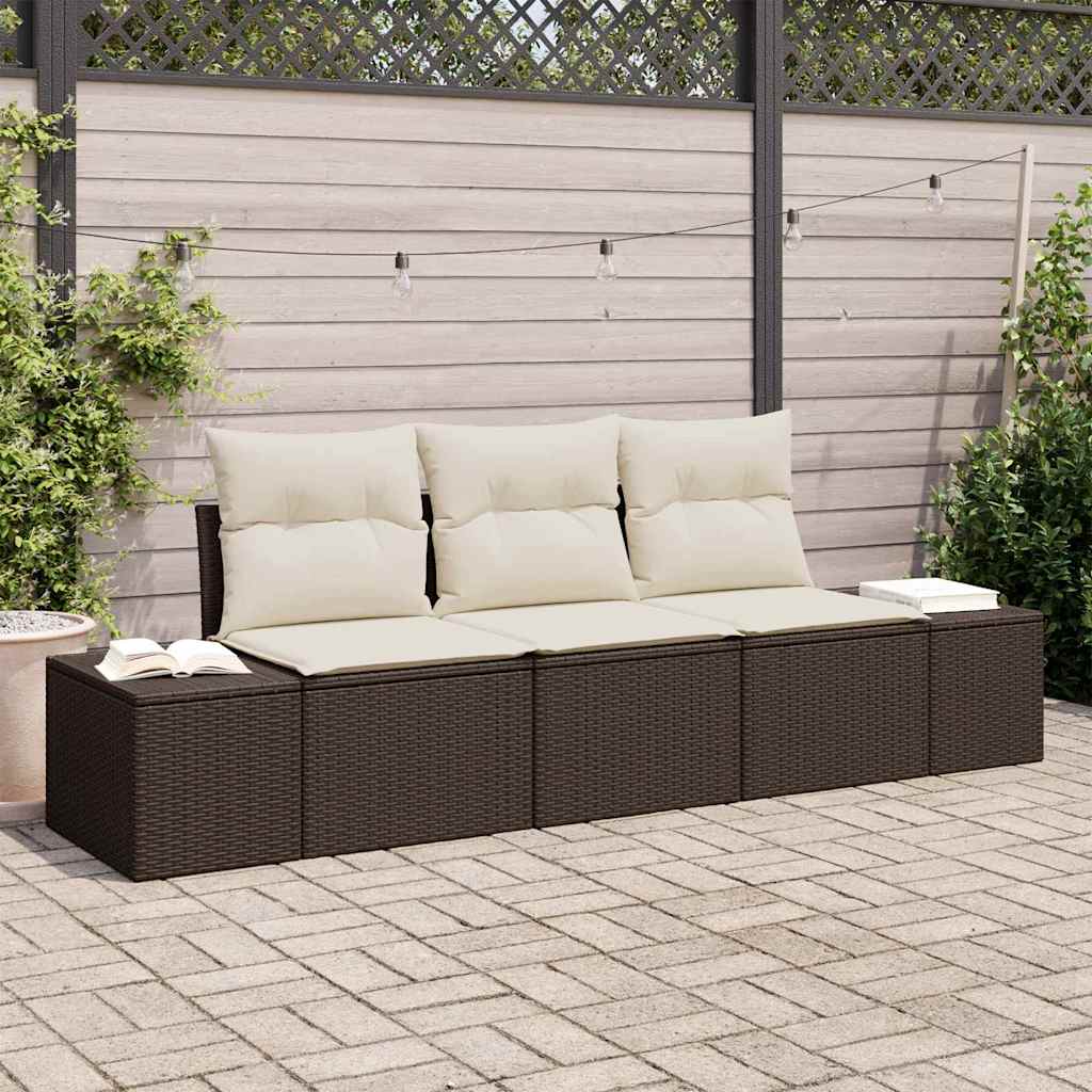 Tuinbankenset met opslag 3 pcs Bruin en Crème poly rattan is nu te koop bij PeponiXL, paradijselijk wonen!