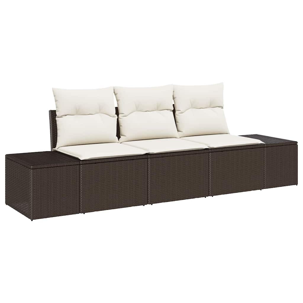Tuinbankenset met opslag 3 pcs Bruin en Crème poly rattan is nu te koop bij PeponiXL, paradijselijk wonen!