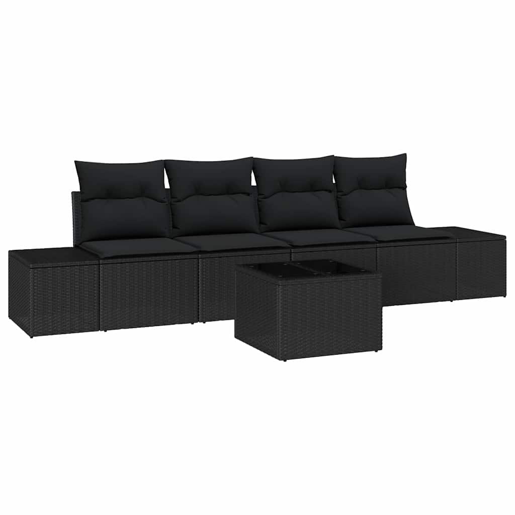 Tuin Sofa Set met kussen met opslag 5 pcs Zwart poly rattan is nu te koop bij PeponiXL, paradijselijk wonen!