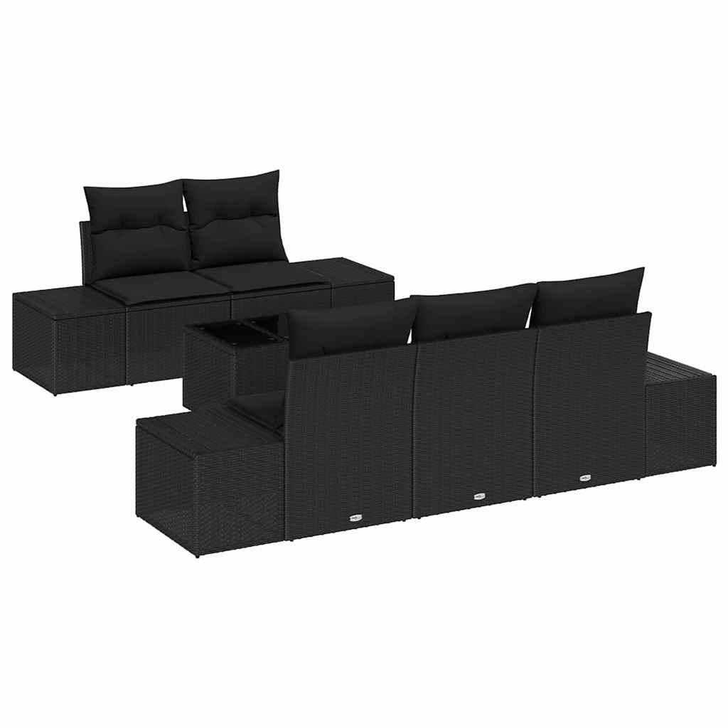 Tuin Sofa Set met kussen met opslag 6 pcs Zwart poly rattan is nu te koop bij PeponiXL, paradijselijk wonen!