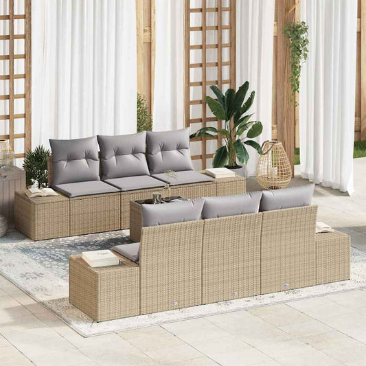Tuin Sofa Set met kussen 8 pcs Beige en Grijs poly rattan is nu te koop bij PeponiXL, paradijselijk wonen!