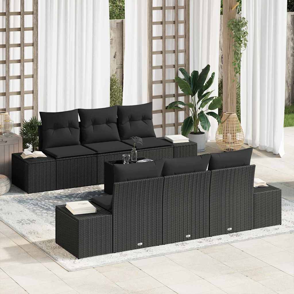 Tuin Sofa Set met kussen met opslag 8 pcs Zwart poly rattan is nu te koop bij PeponiXL, paradijselijk wonen!