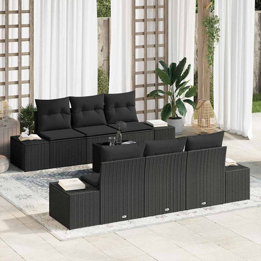 Tuin Sofa Set met kussen met opslag 8 pcs Zwart poly rattan is nu te koop bij PeponiXL, paradijselijk wonen!