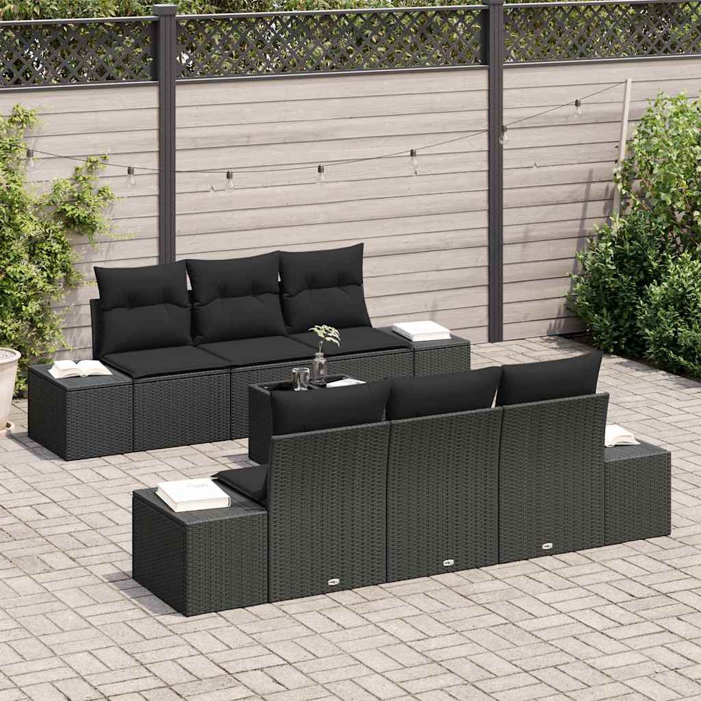 Tuin Sofa Set met kussen met opslag 8 pcs Zwart poly rattan is nu te koop bij PeponiXL, paradijselijk wonen!