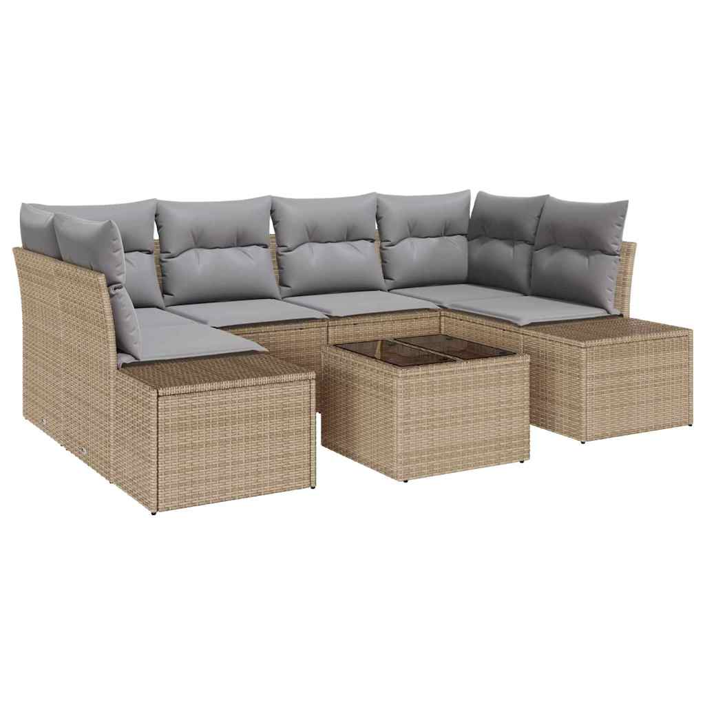 Tuin Sofa Set met kussen 8 pcs Beige en Grijs poly rattan is nu te koop bij PeponiXL, paradijselijk wonen!