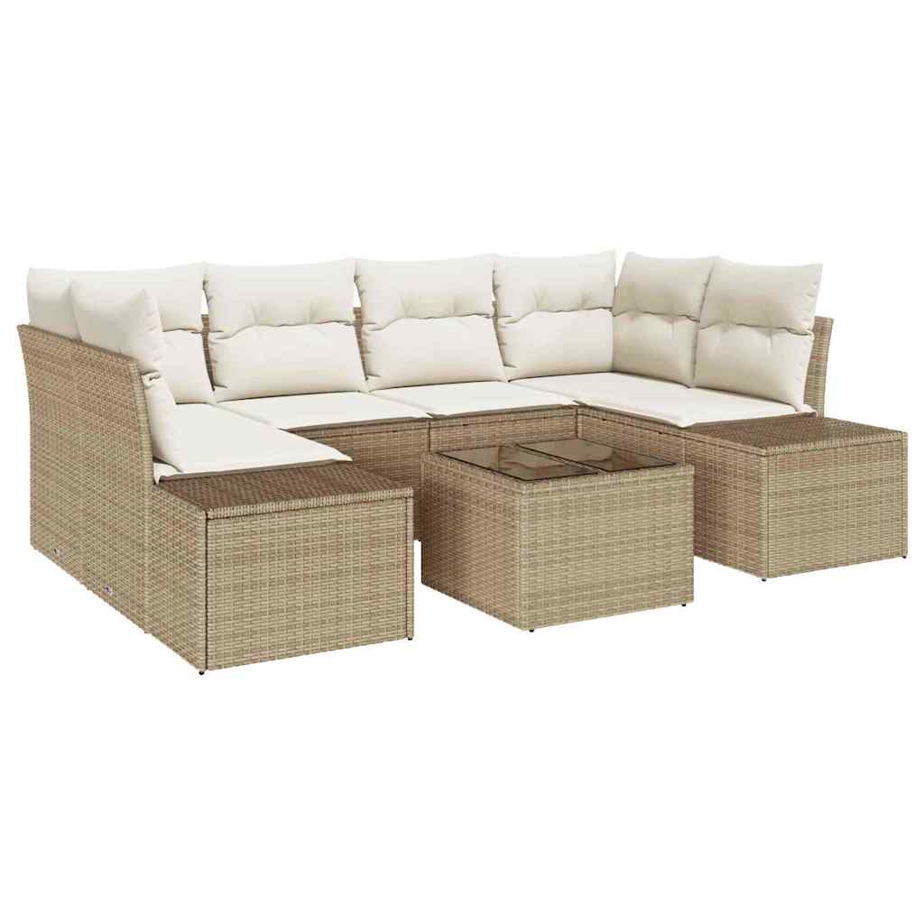 Tuin Sofa Set met kussen 8 pcs Beige en Crème poly rattan is nu te koop bij PeponiXL, paradijselijk wonen!