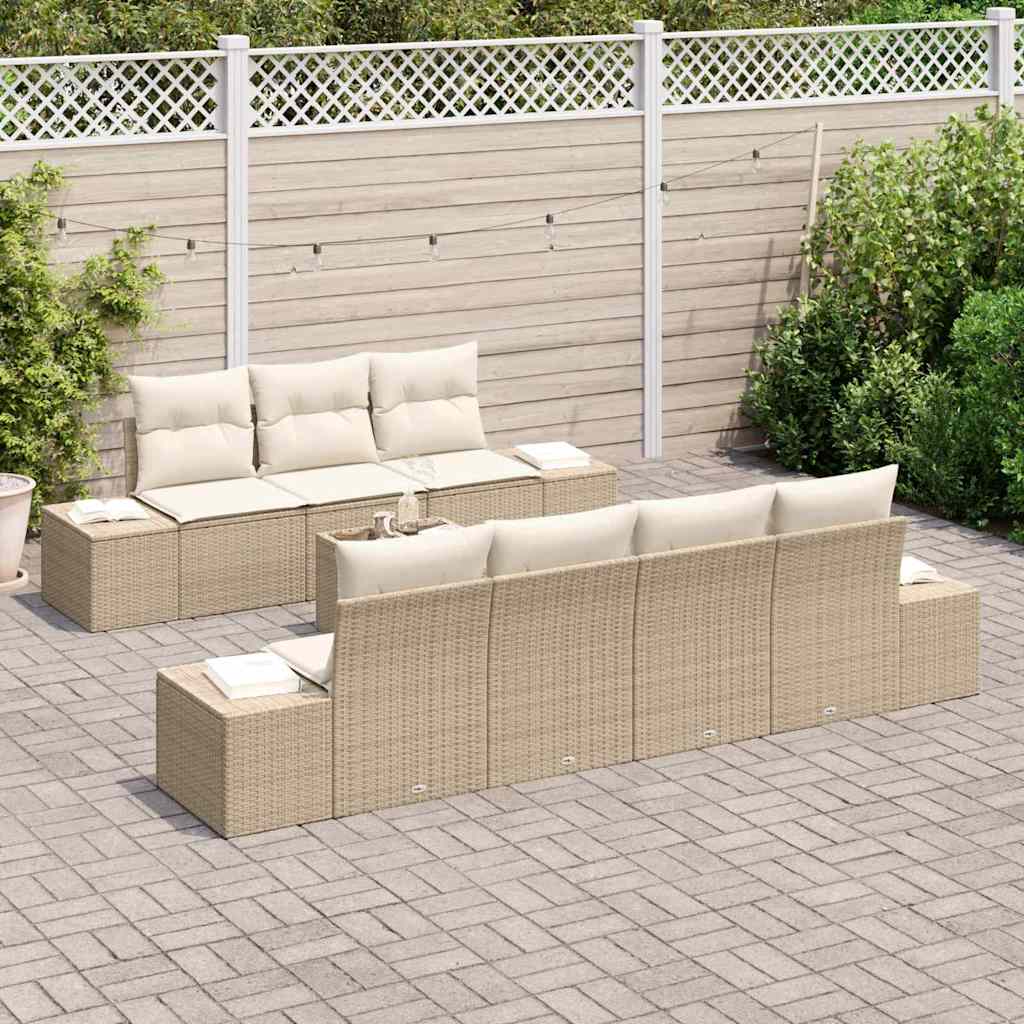 Tuin Sofa Set met kussen 8 pcs Beige en Crème poly rattan is nu te koop bij PeponiXL, paradijselijk wonen!