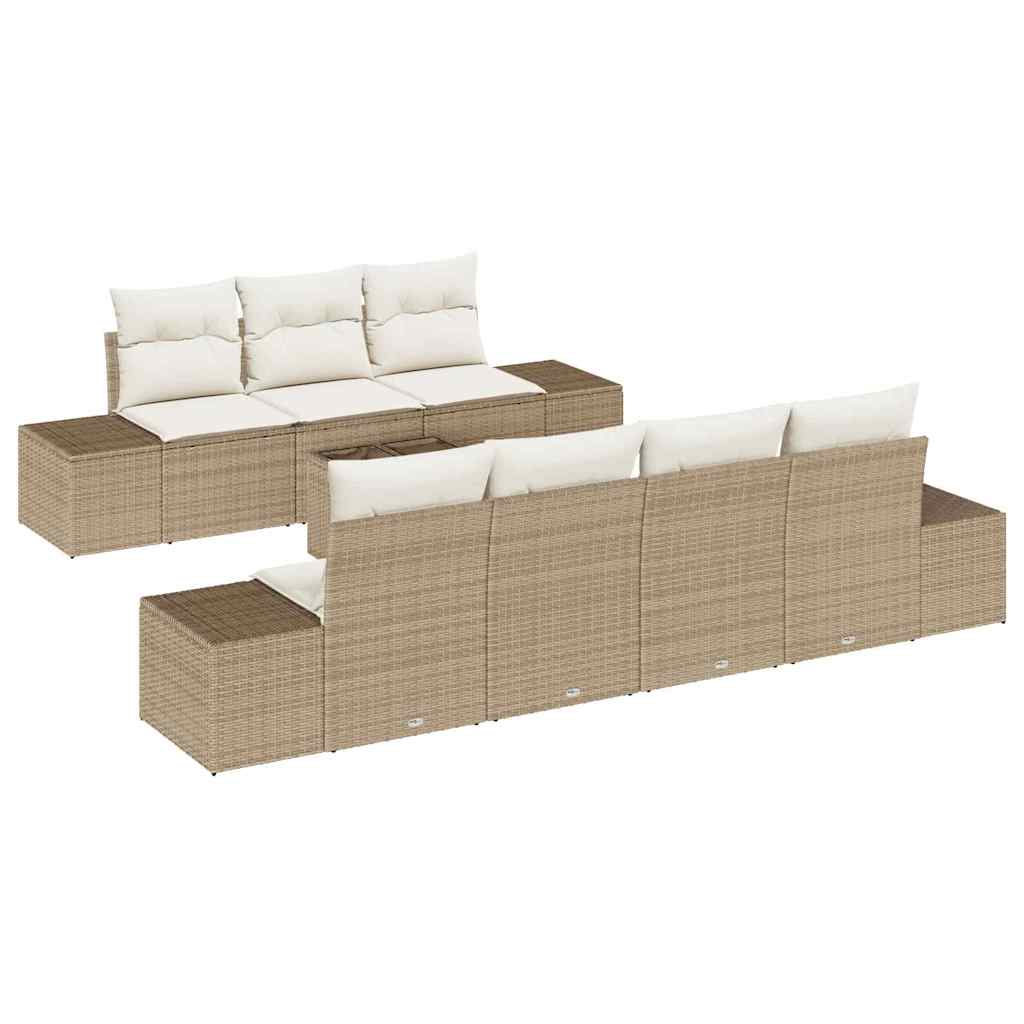 Tuin Sofa Set met kussen 8 pcs Beige en Crème poly rattan is nu te koop bij PeponiXL, paradijselijk wonen!