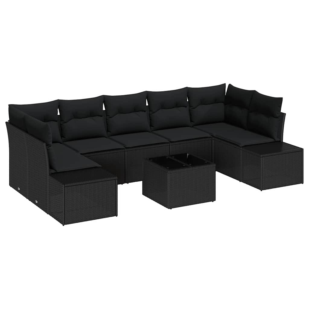 Tuin Sofa Set met kussen met opslag 8 pcs Zwart poly rattan is nu te koop bij PeponiXL, paradijselijk wonen!