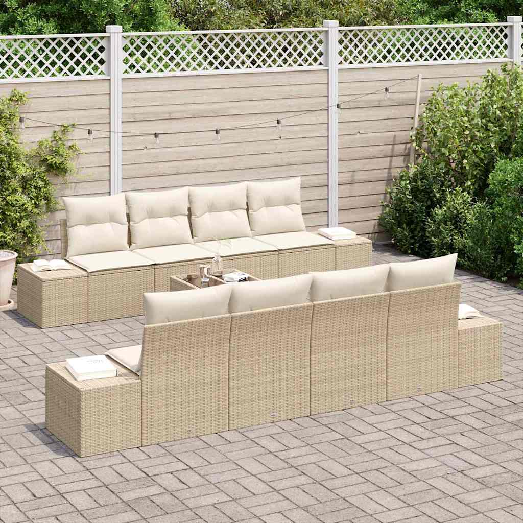 Tuin Sofa Set met kussen 8 pcs Beige en Crème poly rattan is nu te koop bij PeponiXL, paradijselijk wonen!