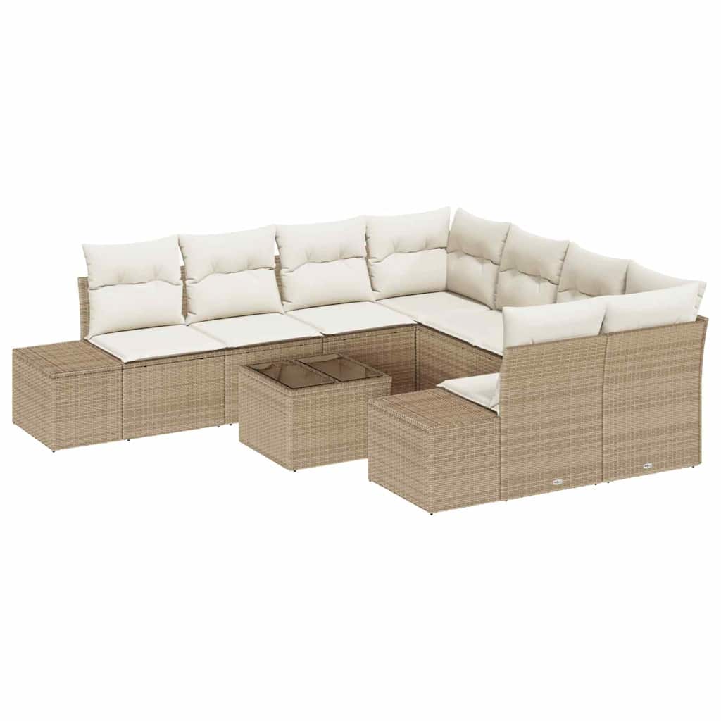 Tuin Sofa Set met kussen 9 pcs Beige en Crème poly rattan is nu te koop bij PeponiXL, paradijselijk wonen!