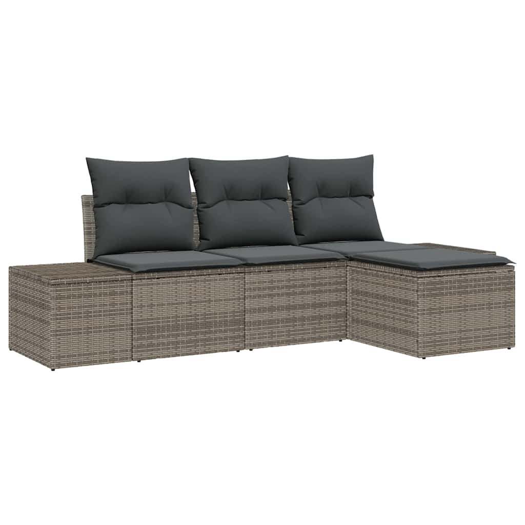 Tuin Sofa Set met kussen met opslag 4 pcs Grijs poly rattan is nu te koop bij PeponiXL, paradijselijk wonen!