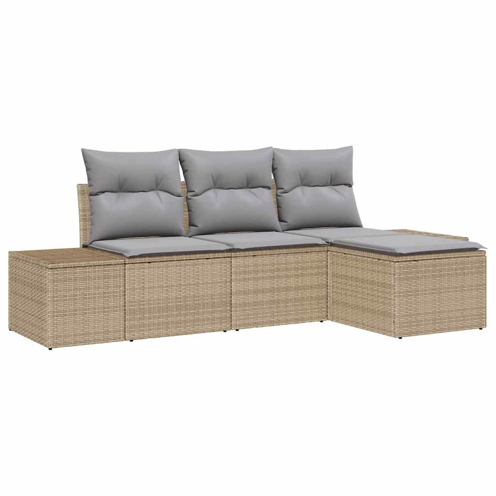 Tuin Sofa Set met kussen 4 pcs Beige en Licht Grijs poly rattan is nu te koop bij PeponiXL, paradijselijk wonen!