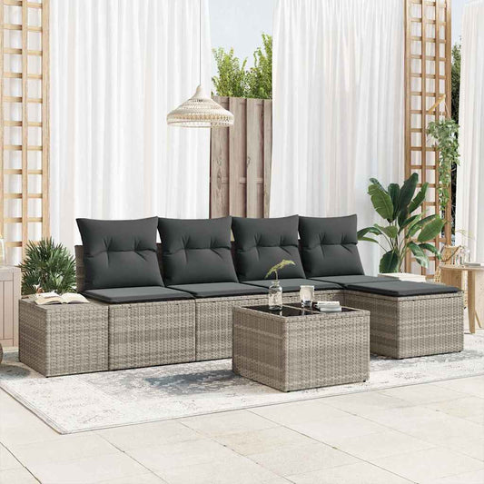 Tuin Sofa Set met kussen 5 pcs Lichtgrijs poly rattan is nu te koop bij PeponiXL, paradijselijk wonen!
