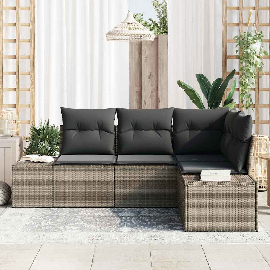 Tuinbankenset met opslag 4 pcs Grijs poly rattan is nu te koop bij PeponiXL, paradijselijk wonen!