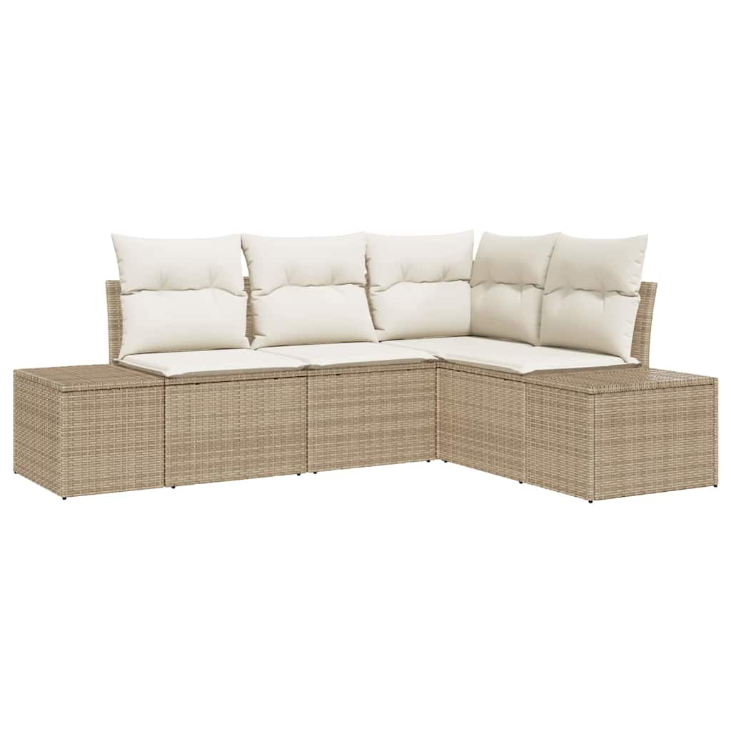 Tuinbankenset met opslag 4 pcs Beige en Crème poly rattan is nu te koop bij PeponiXL, paradijselijk wonen!