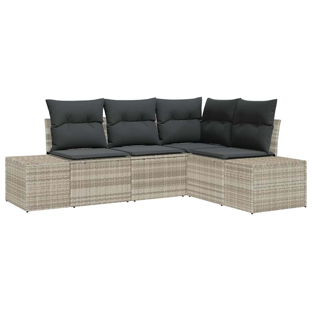 Tuinbankenset met opslag 4 pcs Lichtgrijs poly rattan is nu te koop bij PeponiXL, paradijselijk wonen!