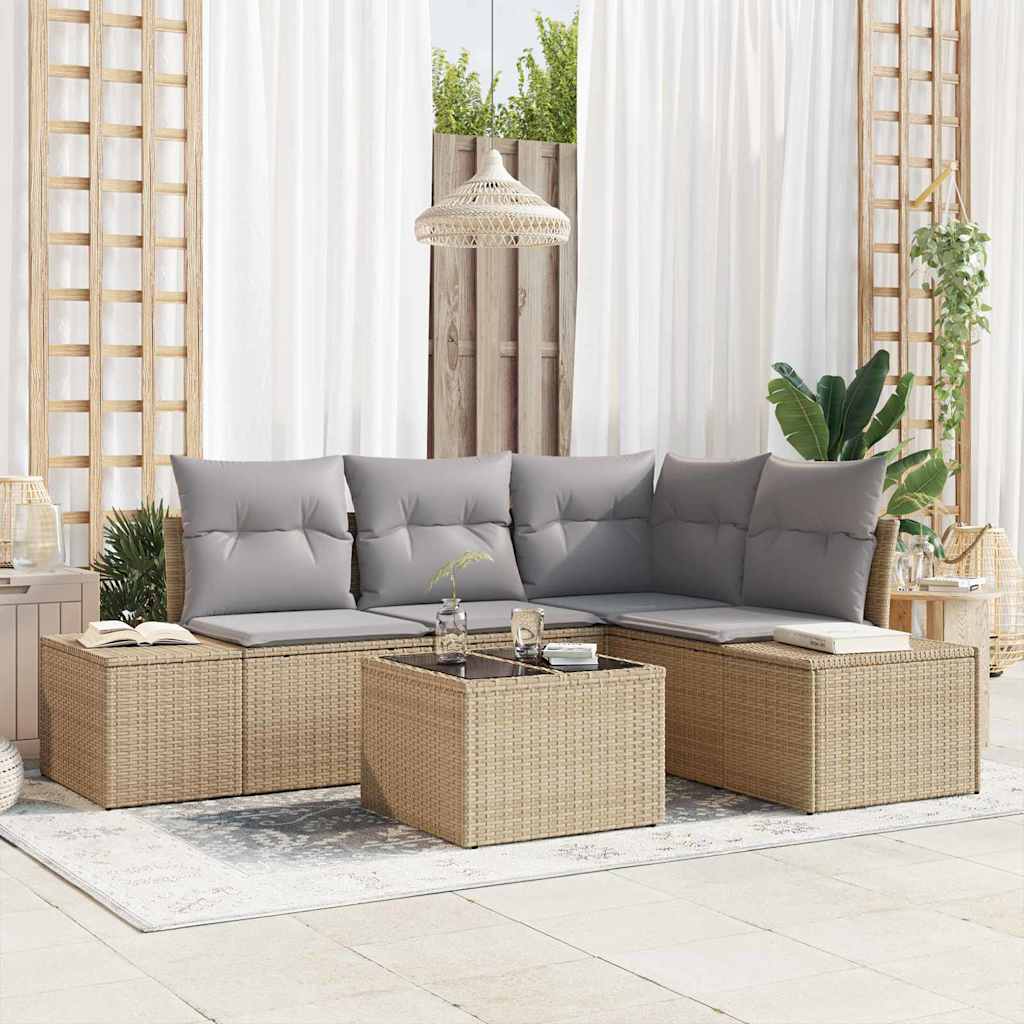 Tuinbankenset met opslag Beige en Licht Grijs poly rattan is nu te koop bij PeponiXL, paradijselijk wonen!
