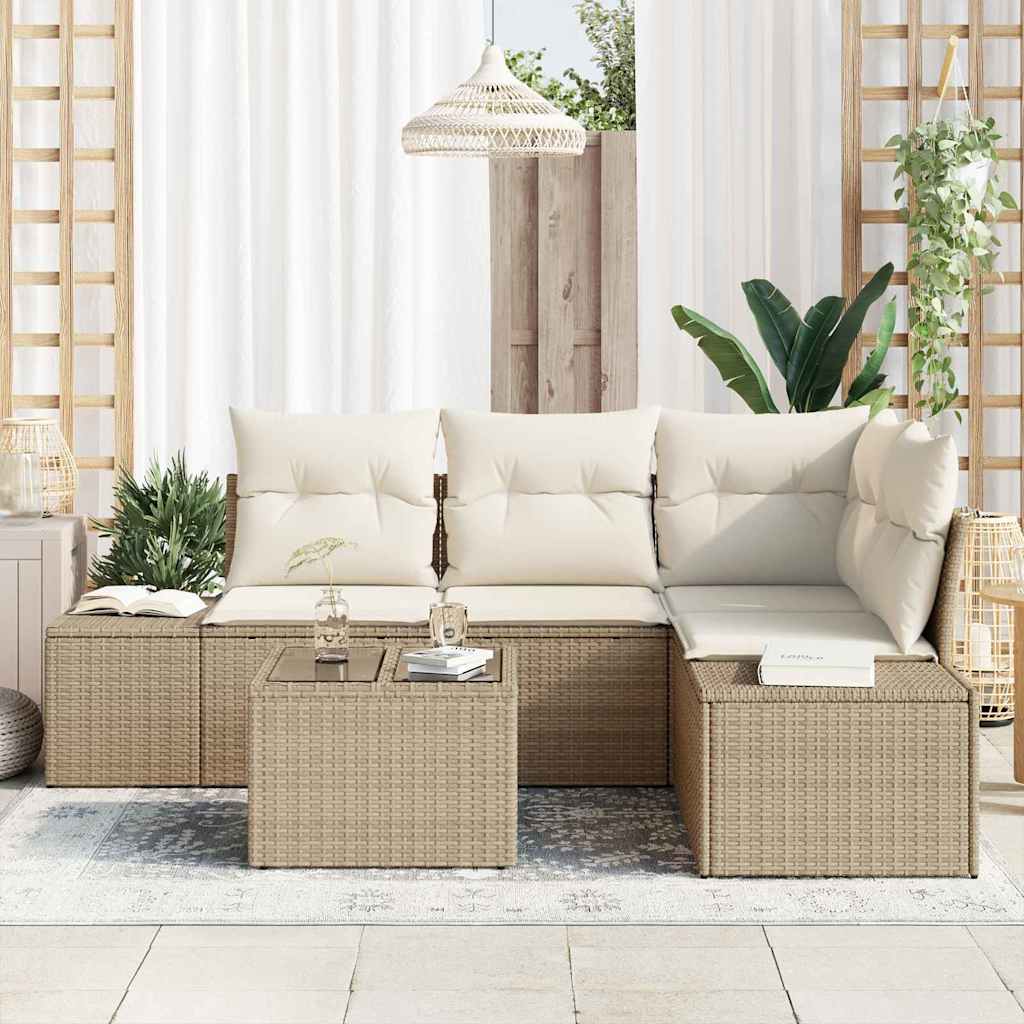 Tuinbankenset met opslag Beige en Crème poly rattan is nu te koop bij PeponiXL, paradijselijk wonen!