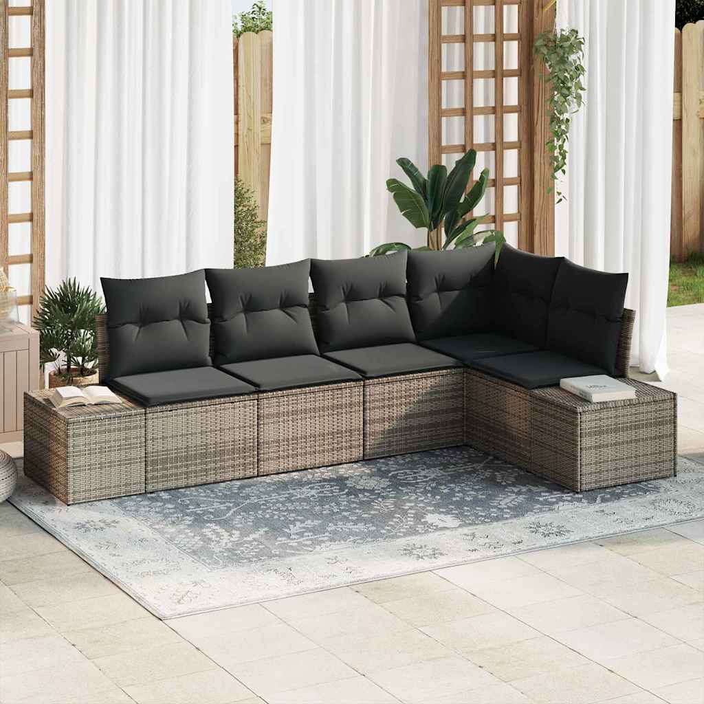 Tuinbankenset met opslag 5 pcs Grijs poly rattan is nu te koop bij PeponiXL, paradijselijk wonen!