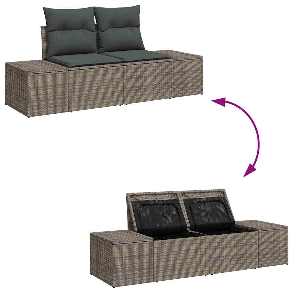 Tuinbankenset met opslag 5 pcs Grijs poly rattan is nu te koop bij PeponiXL, paradijselijk wonen!